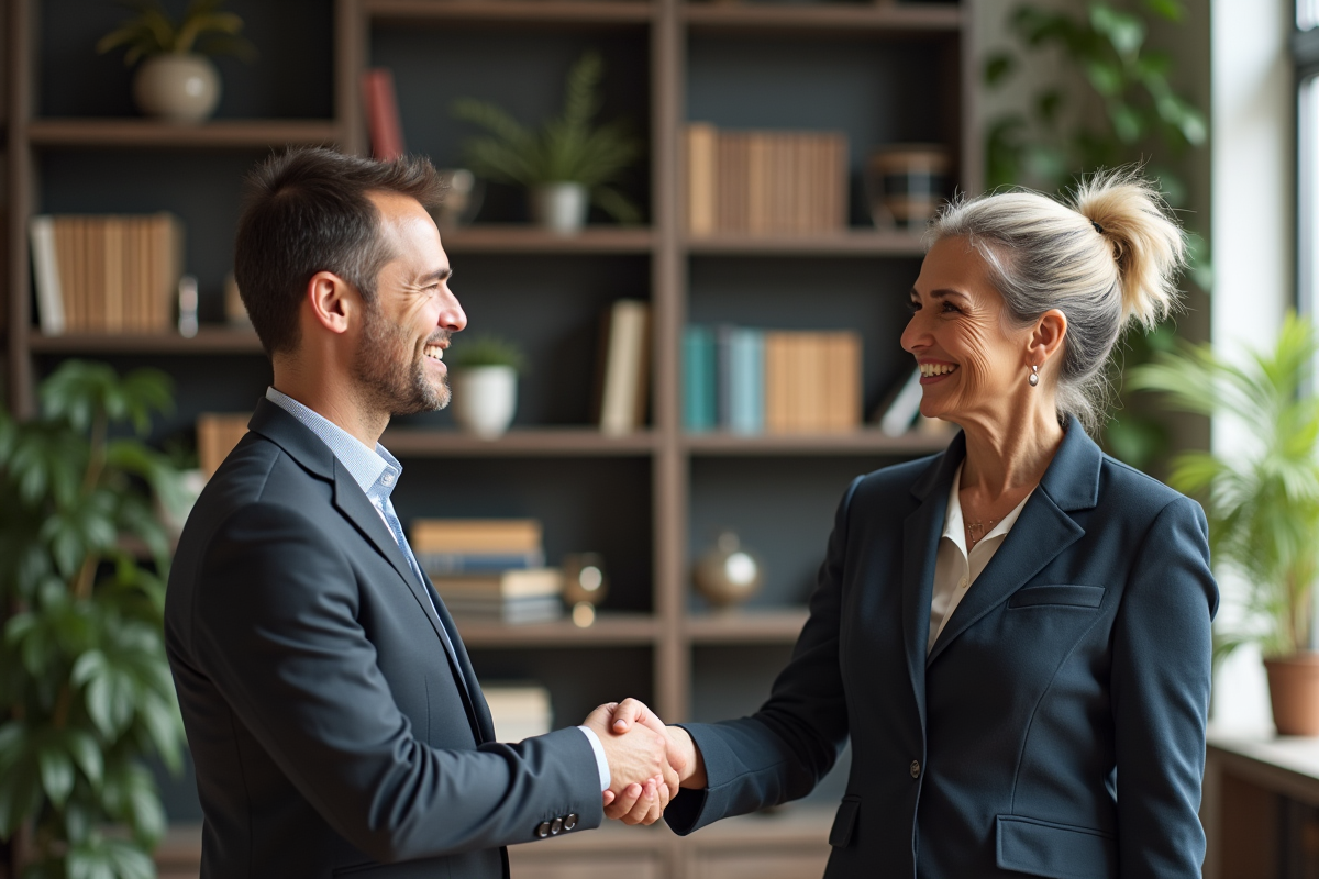 Conseiller financier serrant la main d