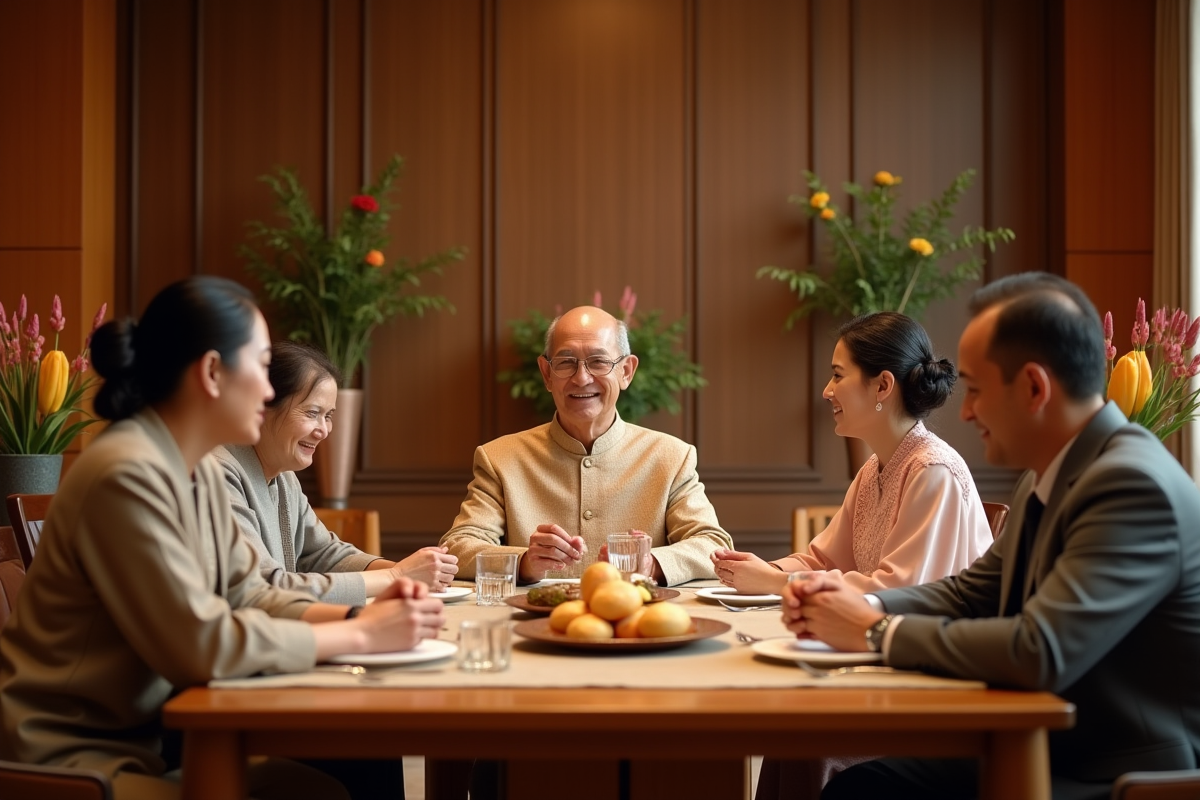 Famille réunie lors d