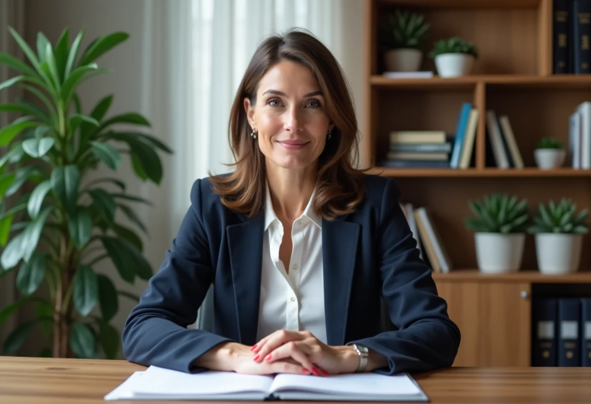 Femme en bureau moderne assise à son bureau
