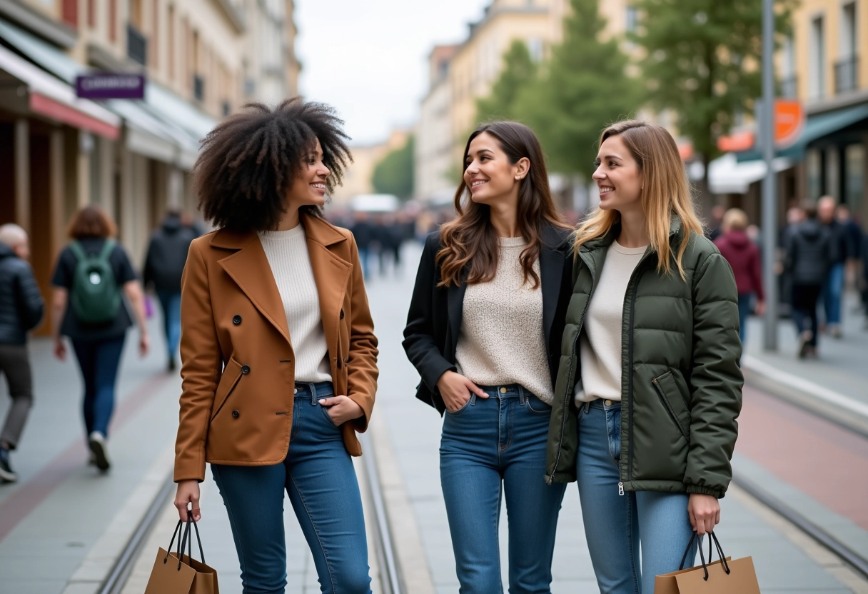 Groupe de jeunes sur une plateforme de tram à Montpellier