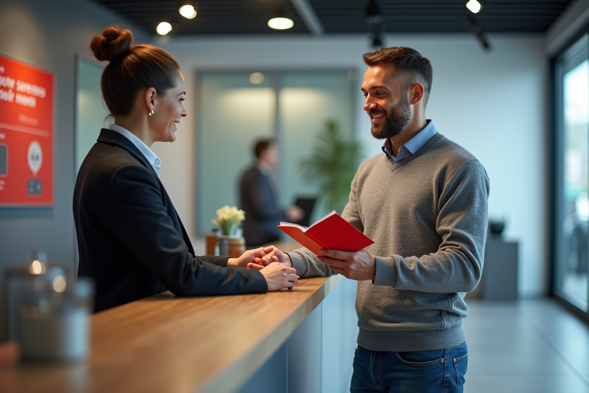 Homme remettant un livret d