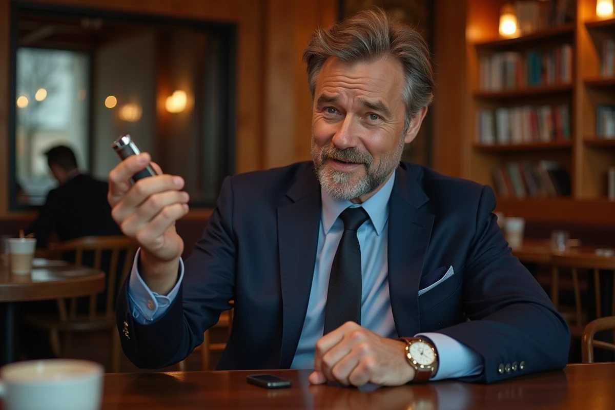 Homme d'affaires en costume avec un briquet anglais élégant
