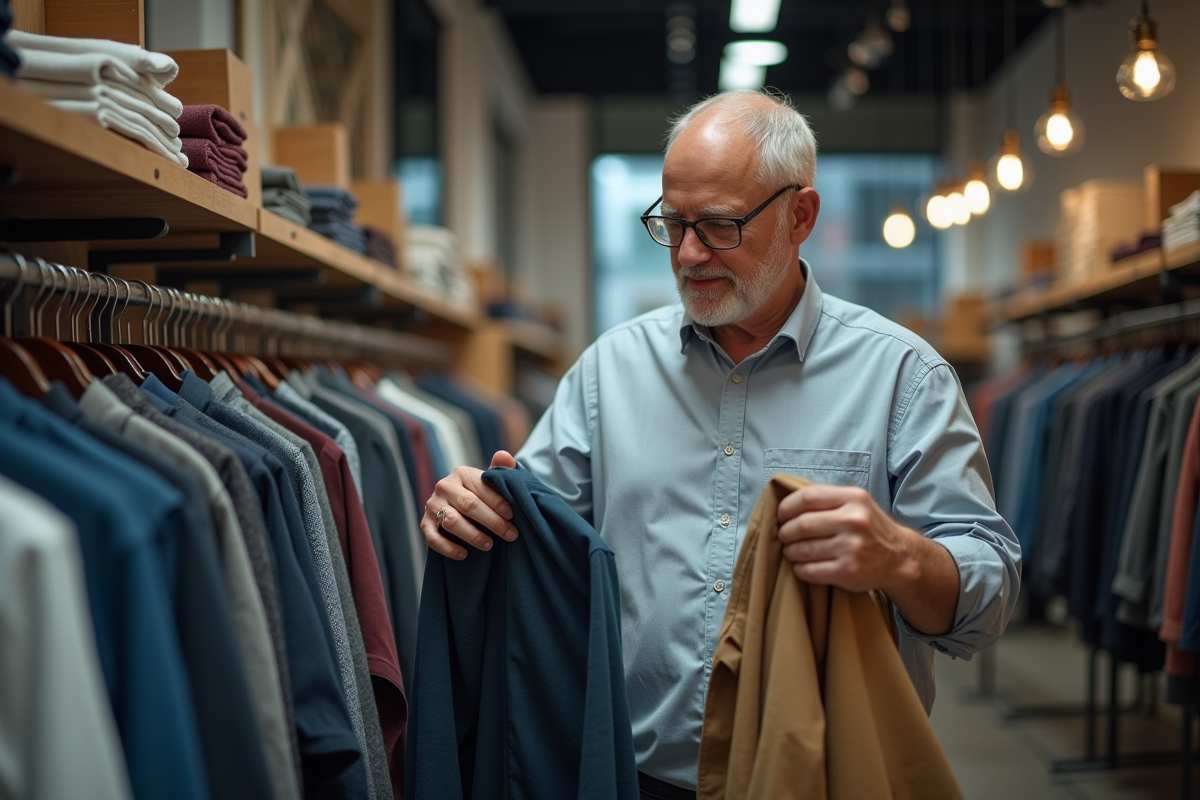 Homme faisant du shopping dans un magasin de vêtements