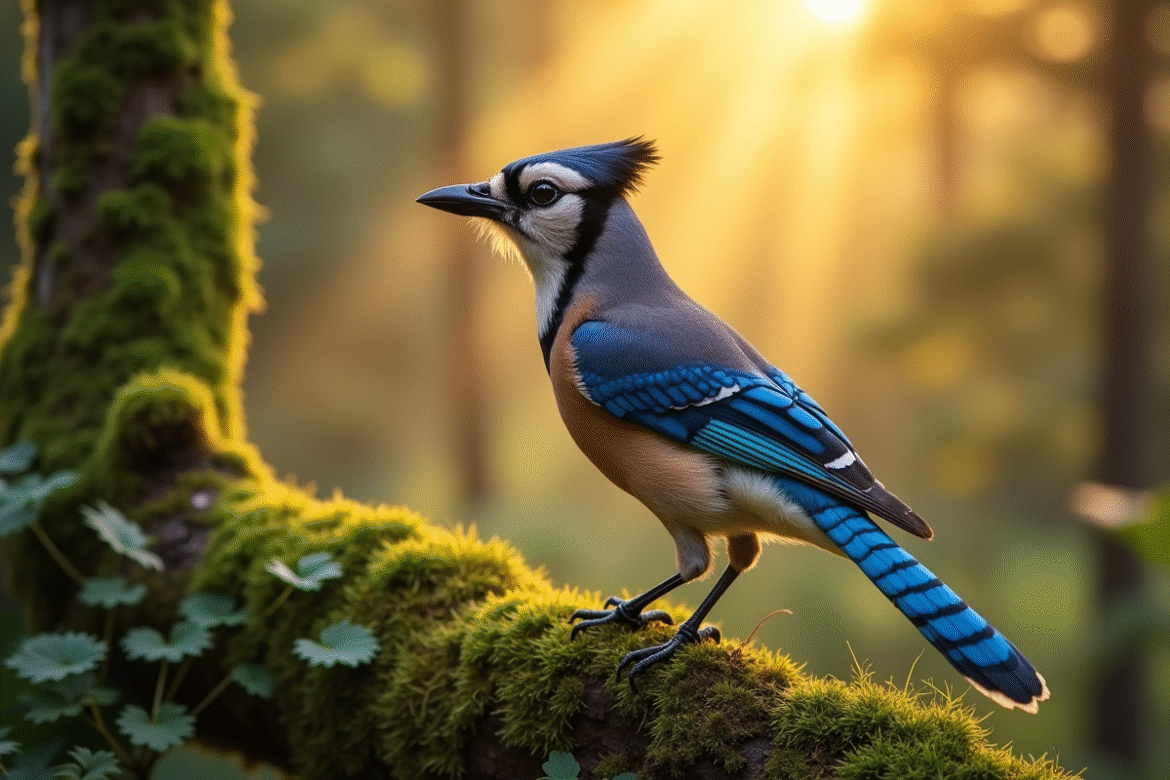 Mésange eurasiatique perchée sur une branche en forêt méditerranéenne