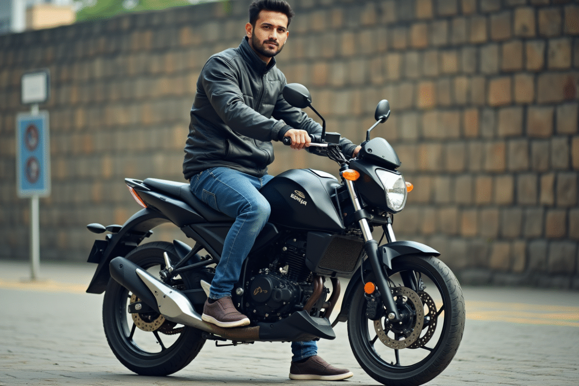 Jeune homme sur une moto Benda Avenger en ville