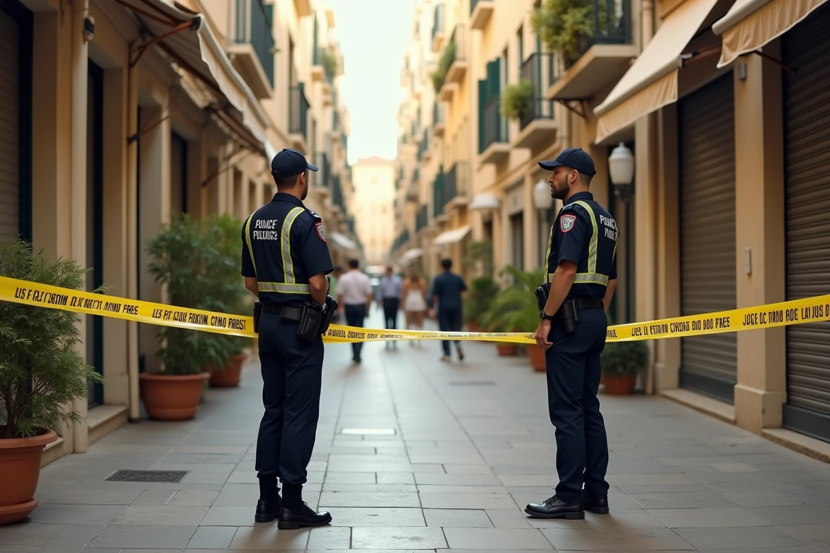 Rue de Cannes bouclée par la police avec ruban de sécurité jaune après un incident grave